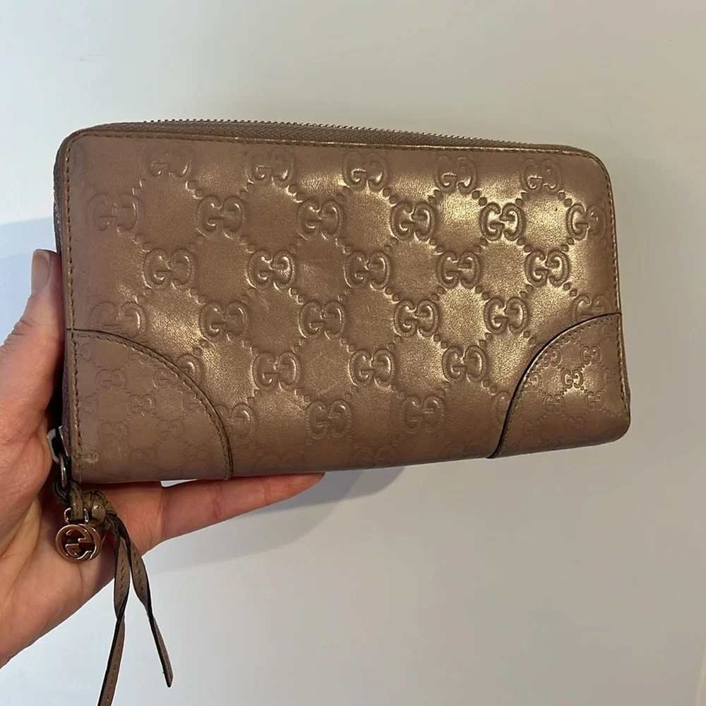Authentic Gucci Guccissima Large Blush Pink Nude Zip Around Continental Wallet - Picture 14 of 17